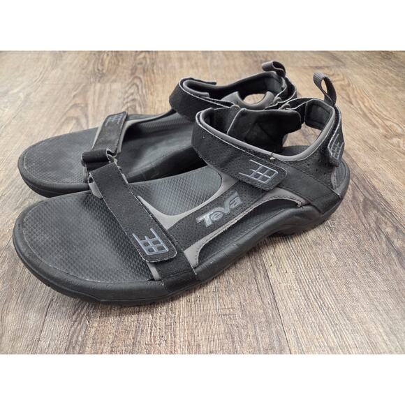 Teva Minam Mens 11 Black Sports Adjustable Strappy Hook And Loop Sandal 4289 - Picture 1 of 9